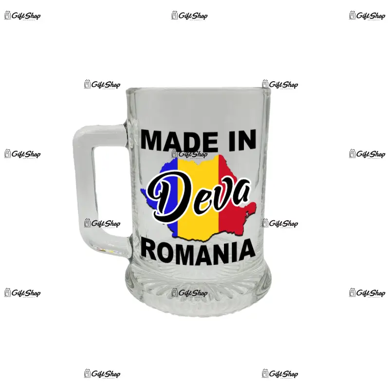 Made in deva romania, halba cu mesaj